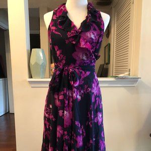 STUNNING Navy/Purple Wrap Dress - Sz 8